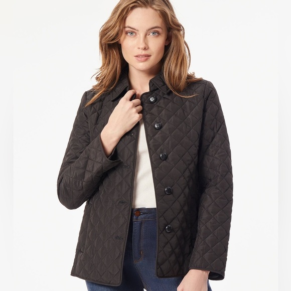 Jones New York black five button quilted jacket - Picture 1 of 3